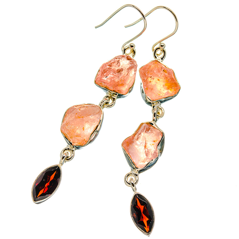 Rose Quartz Earrings handcrafted by Ana Silver Co - EARR425984 - Photo 2