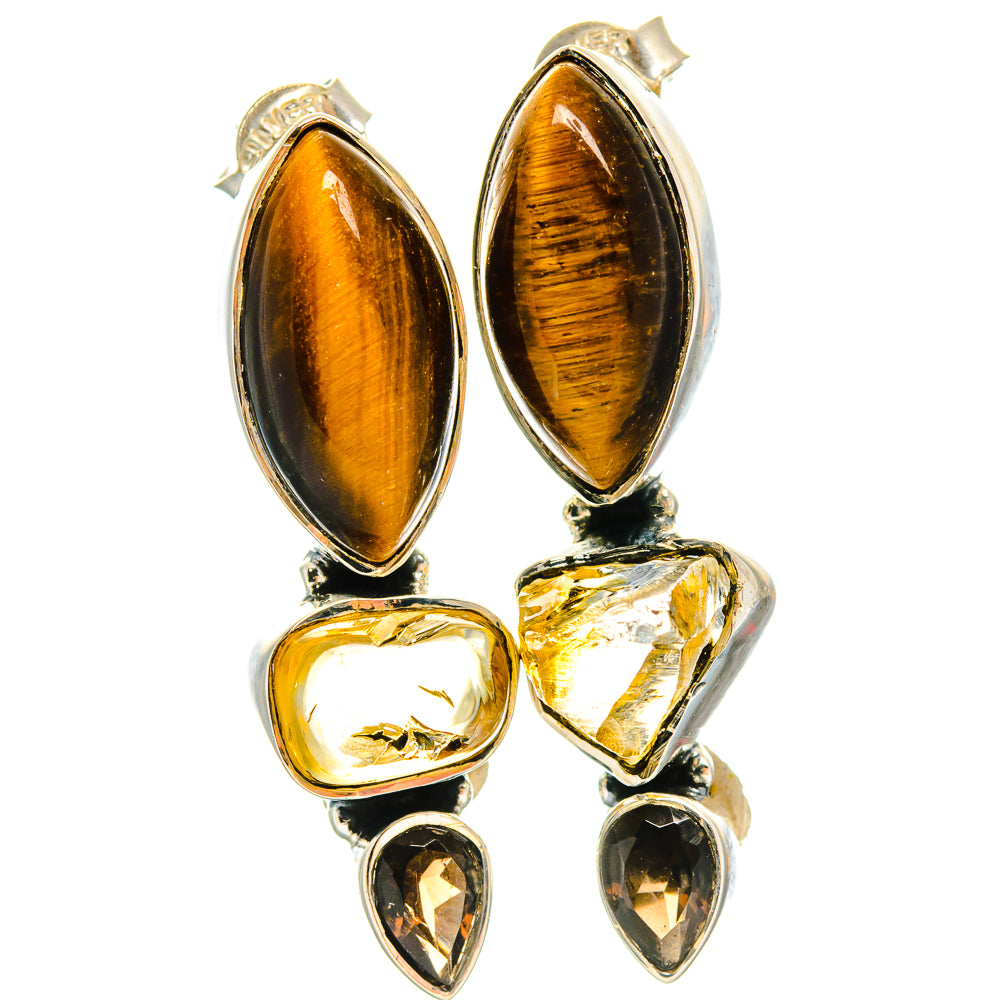 Tiger Eye Earrings handcrafted by Ana Silver Co - EARR426004 - Photo 2