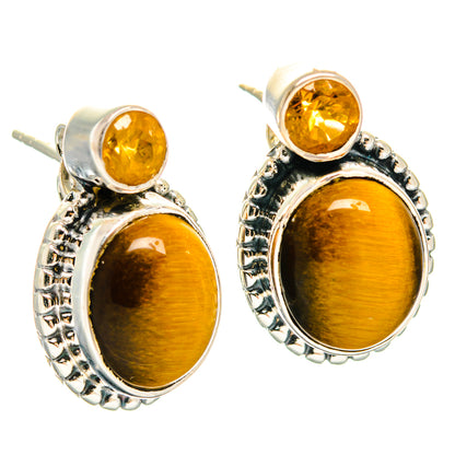 Tiger Eye Earrings handcrafted by Ana Silver Co - EARR426006 - Photo 2