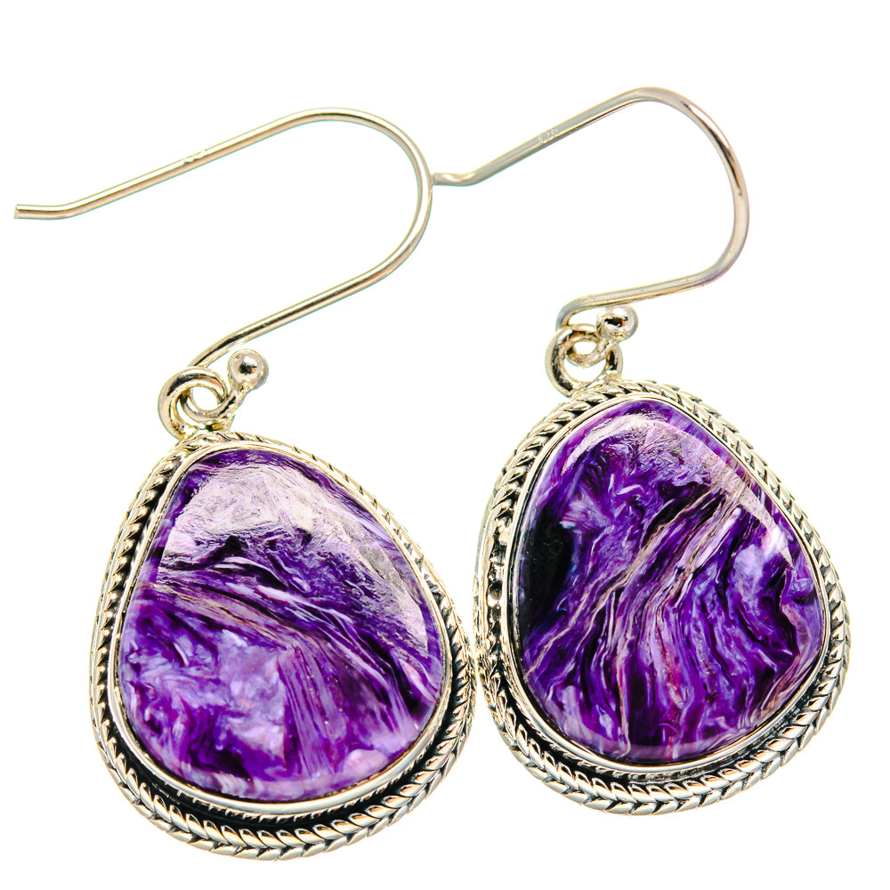 Charoite Earrings handcrafted by Ana Silver Co - EARR426027 - Photo 2