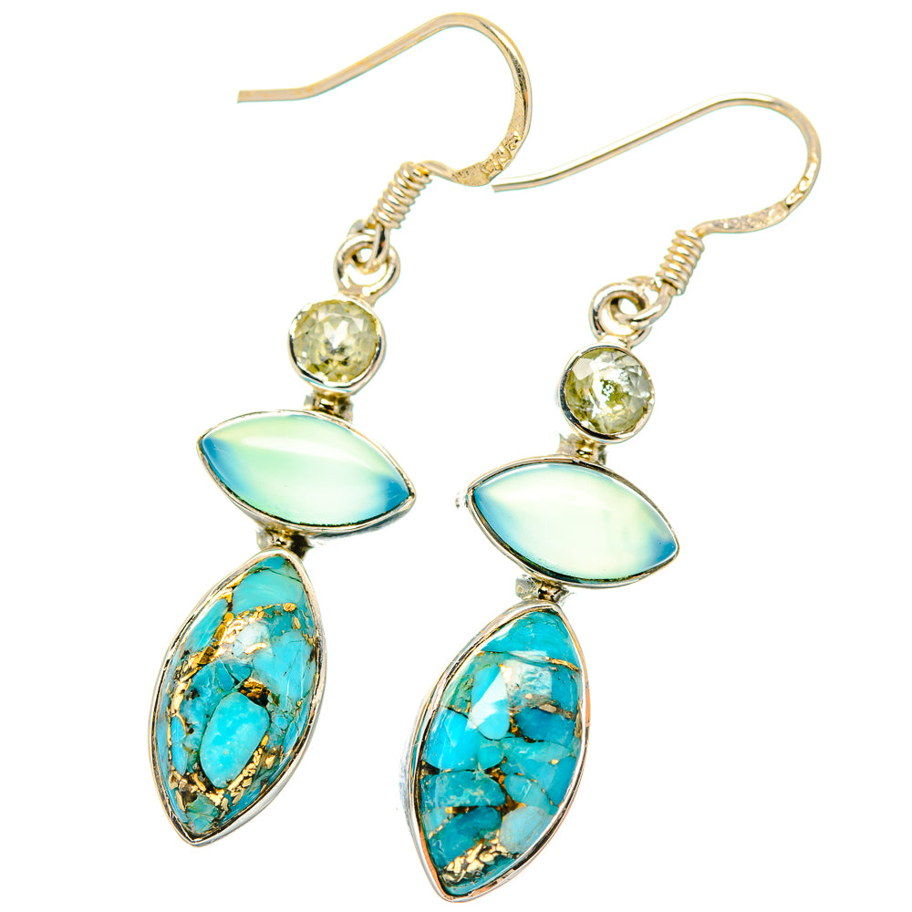 Blue Copper Composite Turquoise Earrings handcrafted by Ana Silver Co - EARR426038 - Photo 2