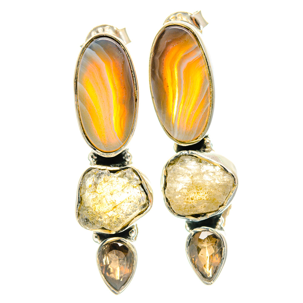 Botswana Agate Earrings handcrafted by Ana Silver Co - EARR426050 - Photo 2