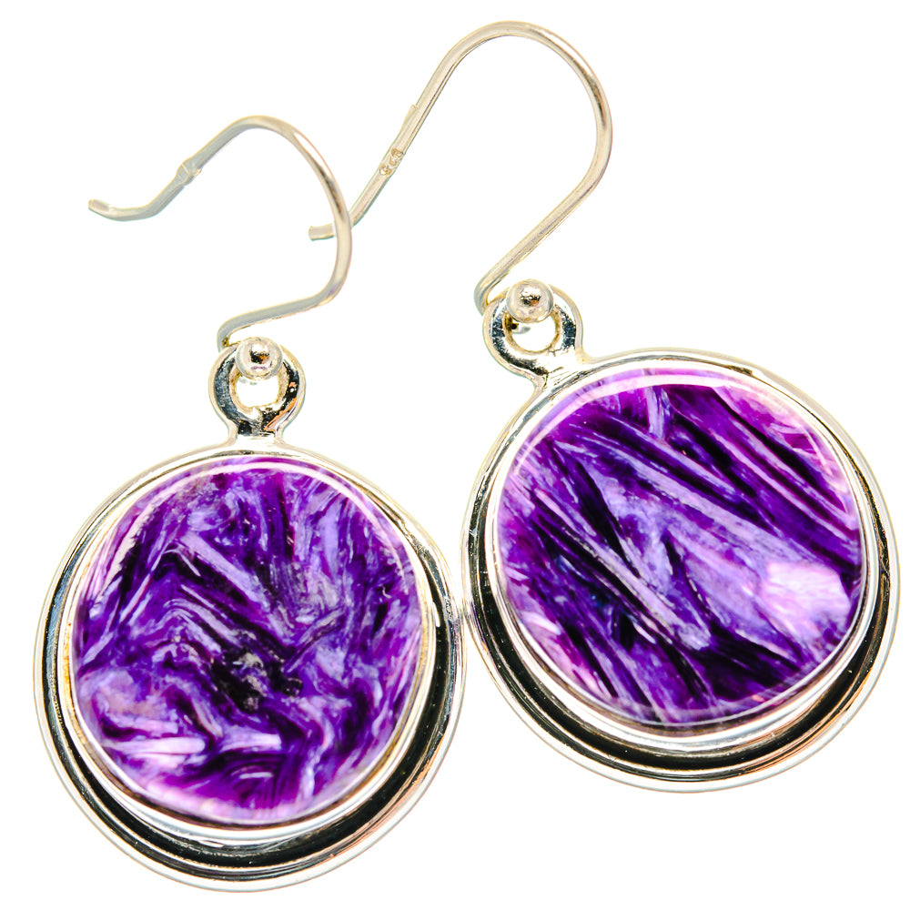 Charoite Earrings handcrafted by Ana Silver Co - EARR426053 - Photo 2