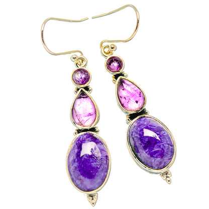 Charoite Earrings handcrafted by Ana Silver Co - EARR426058 - Photo 2