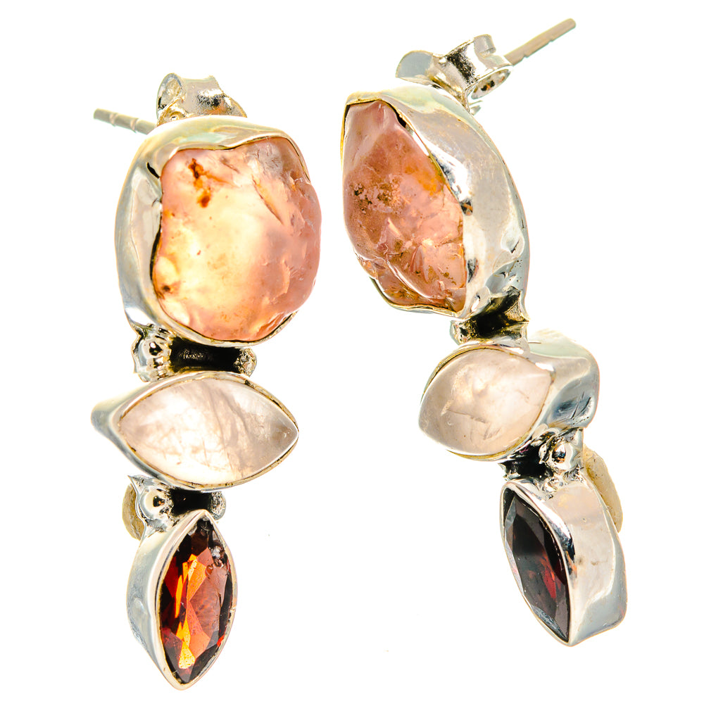 Rose Quartz Earrings handcrafted by Ana Silver Co - EARR426061 - Photo 2
