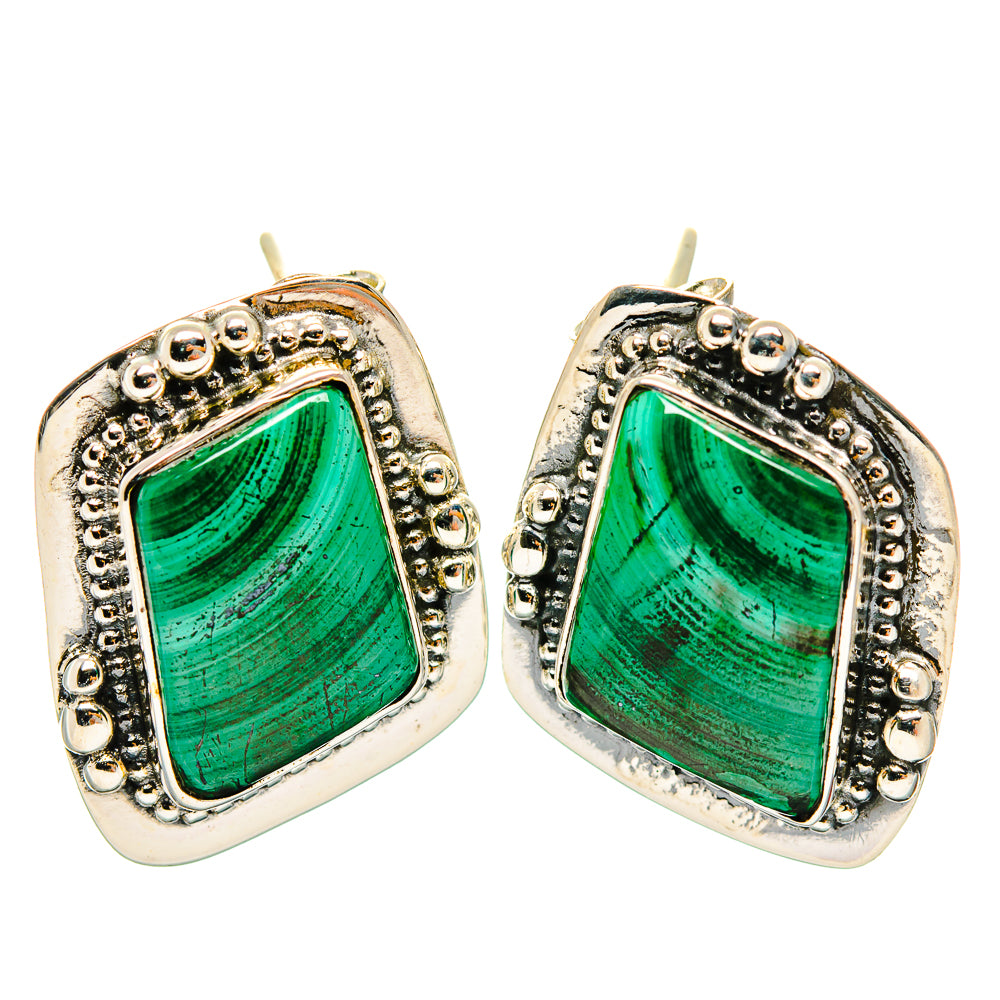 Malachite Earrings handcrafted by Ana Silver Co - EARR426063 - Photo 2