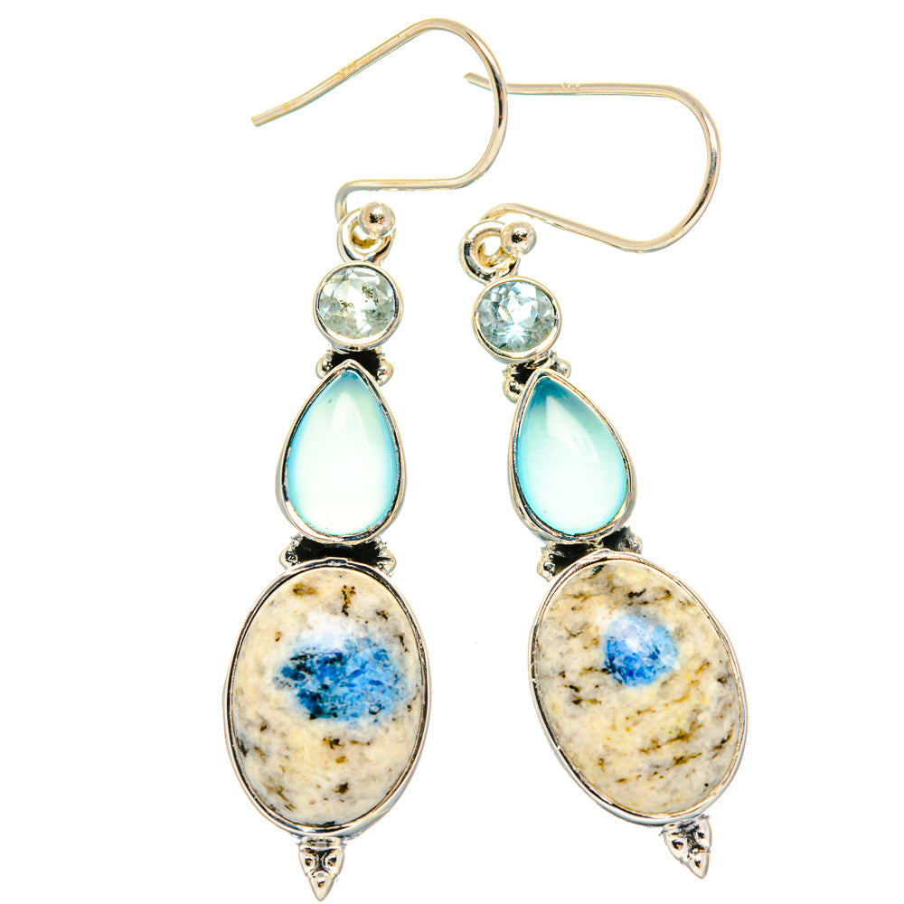 K2 Blue Azurite Earrings handcrafted by Ana Silver Co - EARR426066 - Photo 2