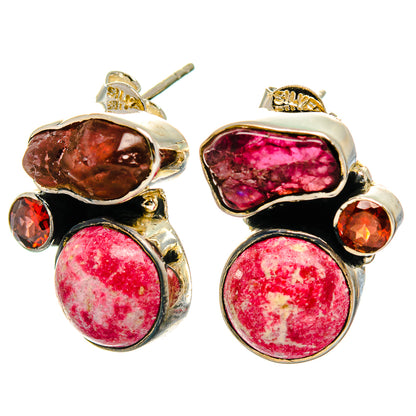 Thulite Earrings handcrafted by Ana Silver Co - EARR426093 - Photo 2