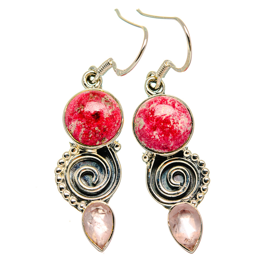 Thulite Earrings handcrafted by Ana Silver Co - EARR426106 - Photo 2