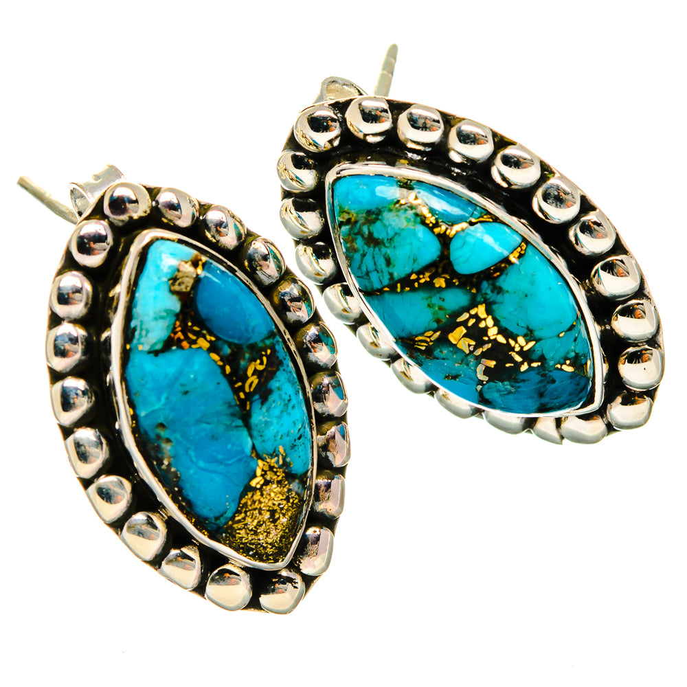 Blue Copper Composite Turquoise Earrings handcrafted by Ana Silver Co - EARR426112 - Photo 2