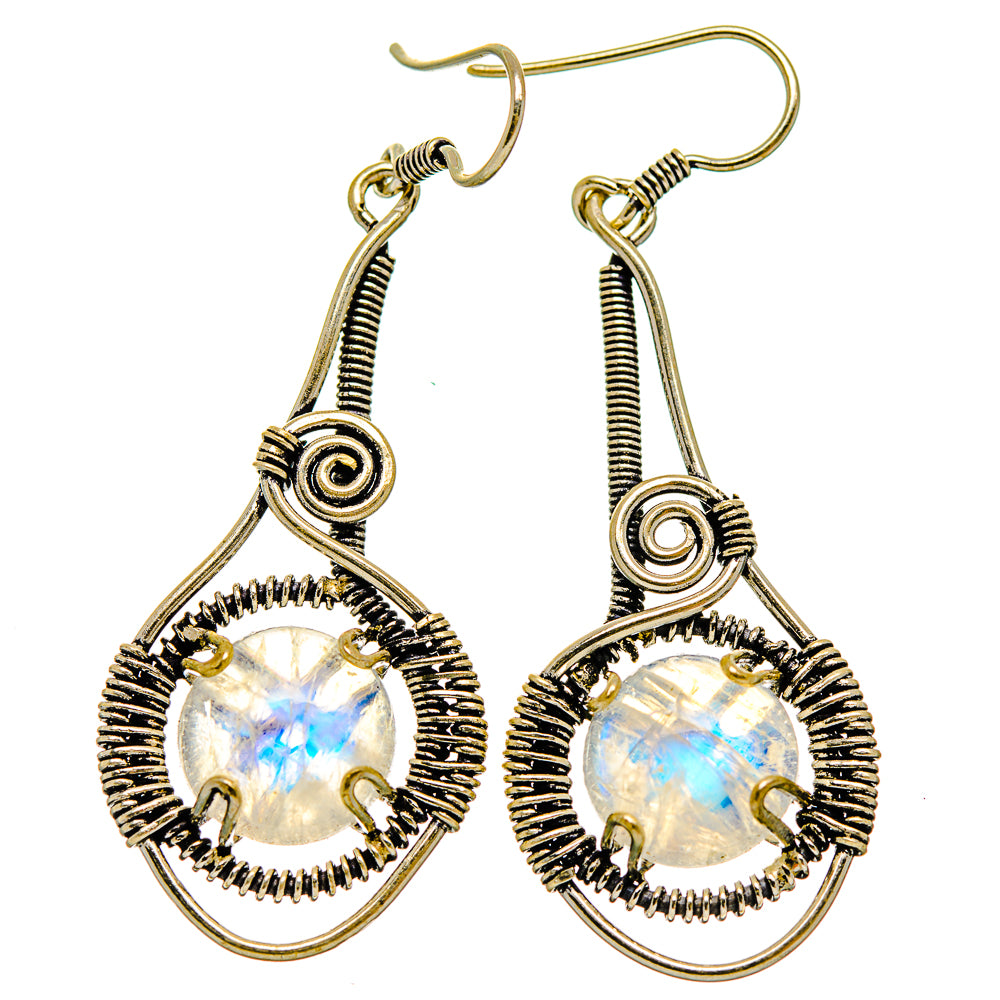 Rainbow Moonstone Earrings handcrafted by Ana Silver Co - EARR426115 - Photo 2