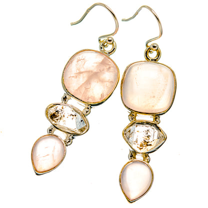 Rose Quartz Earrings handcrafted by Ana Silver Co - EARR426126 - Photo 2