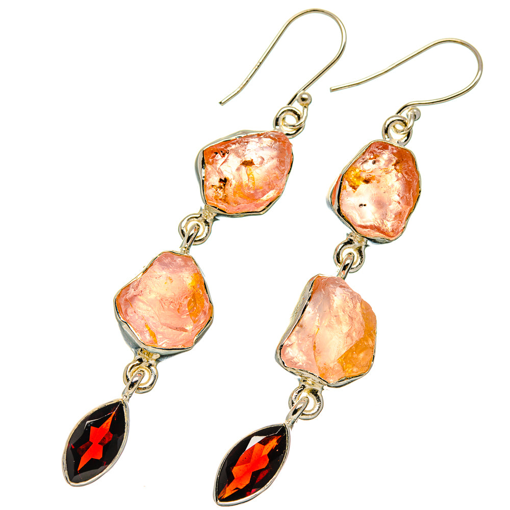 Rose Quartz Earrings handcrafted by Ana Silver Co - EARR426135 - Photo 2