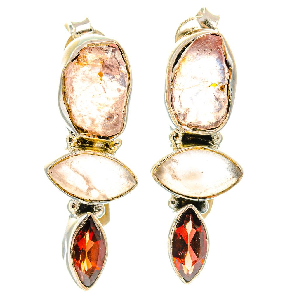 Rose Quartz Earrings handcrafted by Ana Silver Co - EARR426153 - Photo 2