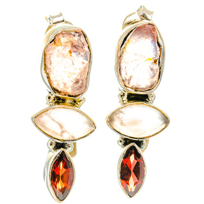 Rose Quartz Earrings handcrafted by Ana Silver Co - EARR426153 - Photo 2