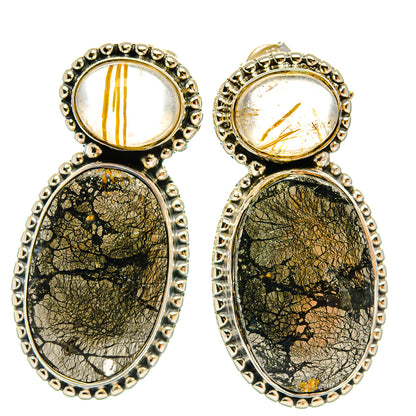 Pyrite Agate Earrings handcrafted by Ana Silver Co - EARR426156 - Photo 2