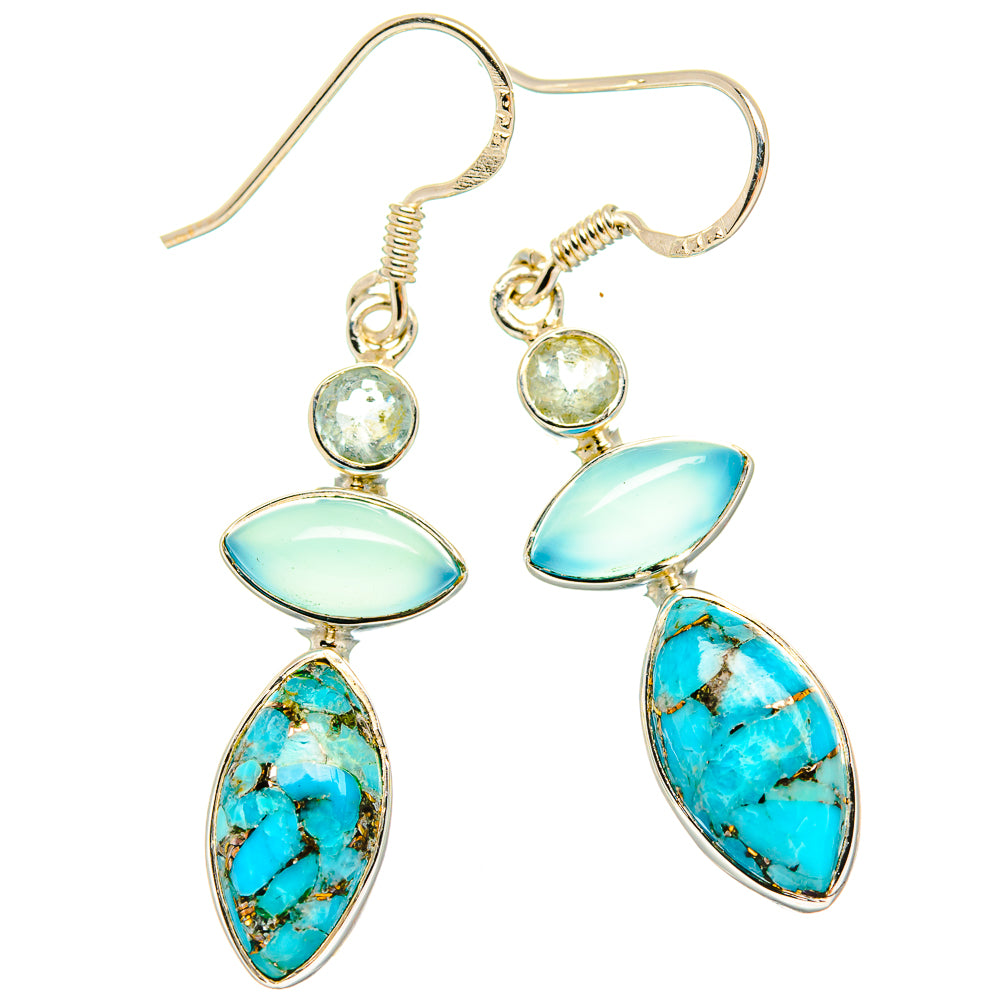 Blue Copper Composite Turquoise Earrings handcrafted by Ana Silver Co - EARR426163 - Photo 2