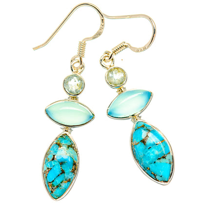 Blue Copper Composite Turquoise Earrings handcrafted by Ana Silver Co - EARR426163 - Photo 2