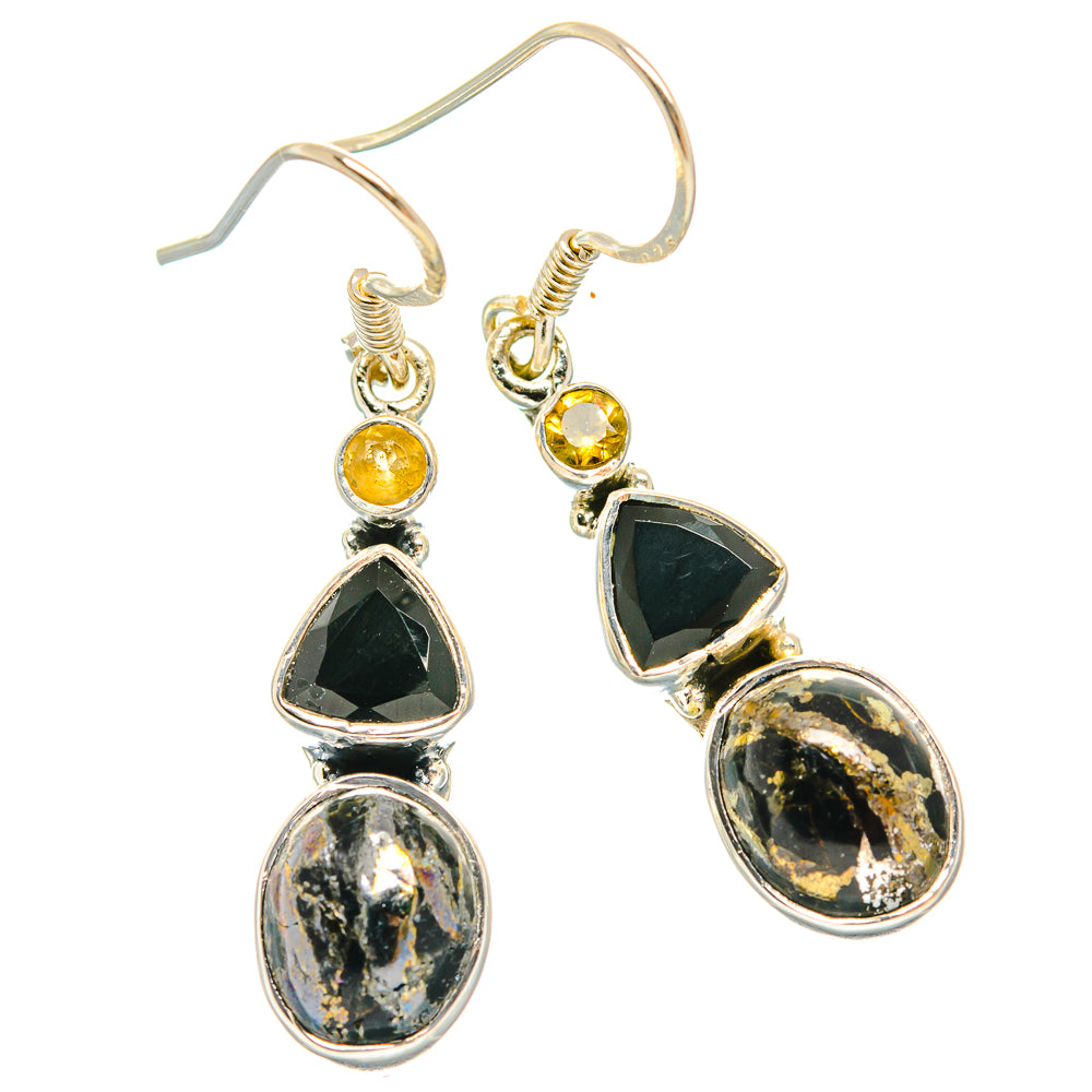 Pyrite Agate Earrings handcrafted by Ana Silver Co - EARR426164 - Photo 2
