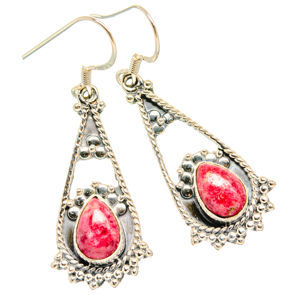 Thulite Earrings handcrafted by Ana Silver Co - EARR426173 - Photo 2