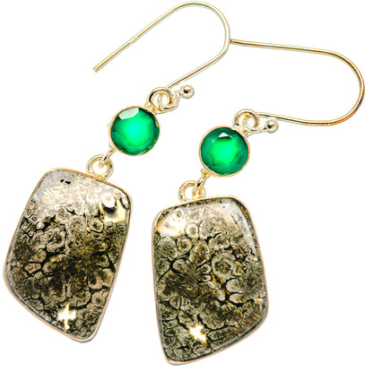 Pyrite Agate Earrings handcrafted by Ana Silver Co - EARR426178 - Photo 2