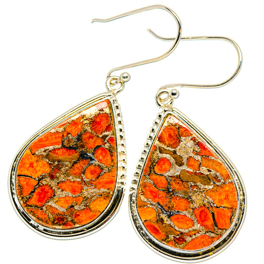 Orange Copper Composite Turquoise Earrings handcrafted by Ana Silver Co - EARR426188 - Photo 2
