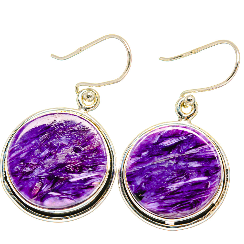Charoite Earrings handcrafted by Ana Silver Co - EARR426190 - Photo 2
