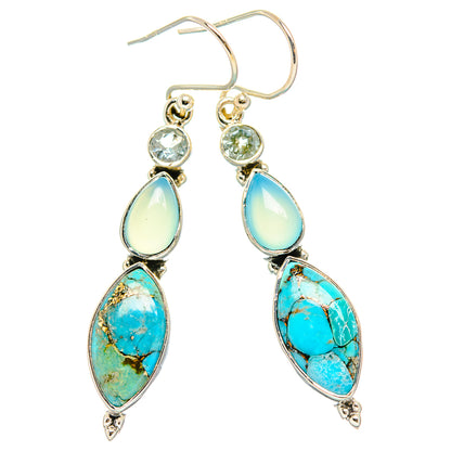 Blue Copper Composite Turquoise Earrings handcrafted by Ana Silver Co - EARR426217 - Photo 2
