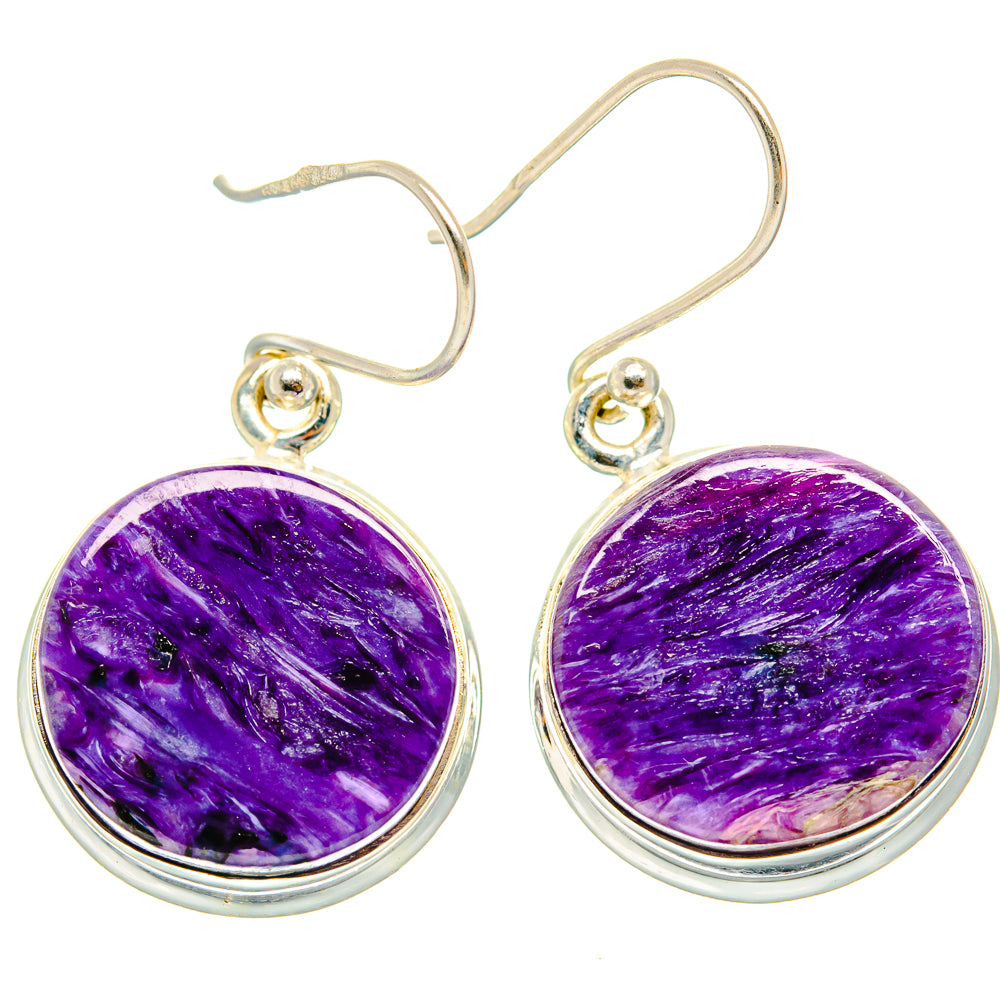 Charoite Earrings handcrafted by Ana Silver Co - EARR426220 - Photo 2
