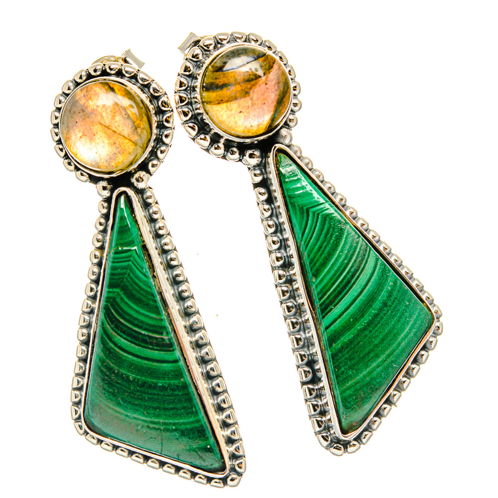 Malachite Earrings handcrafted by Ana Silver Co - EARR426229 - Photo 2