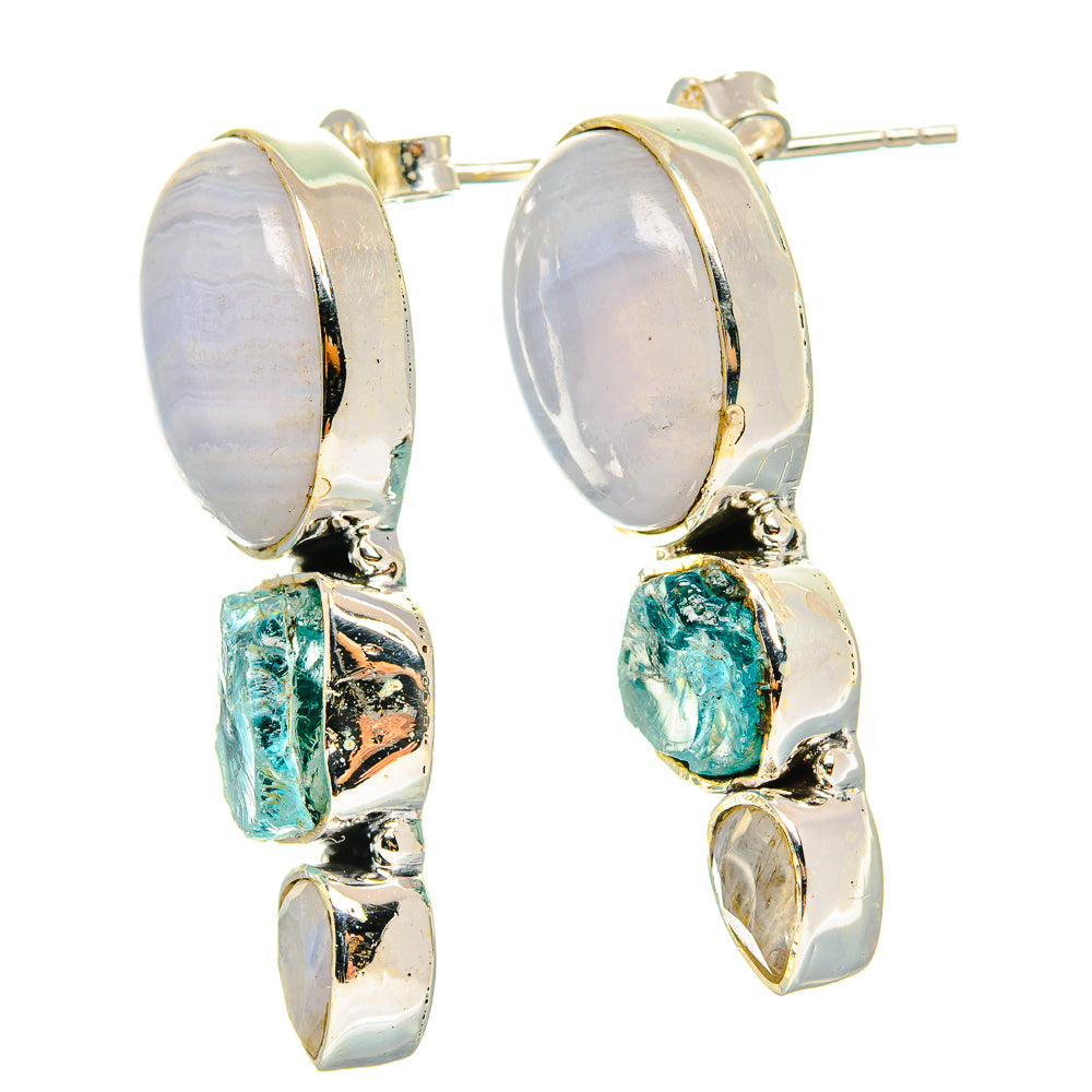 Blue Lace Agate Earrings handcrafted by Ana Silver Co - EARR426254 - Photo 2