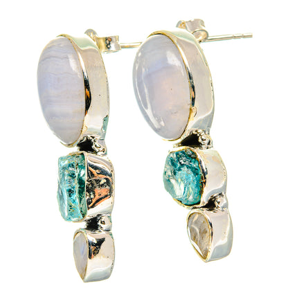 Blue Lace Agate Earrings handcrafted by Ana Silver Co - EARR426254 - Photo 2