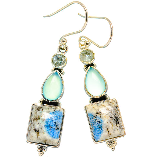 K2 Blue Azurite Earrings handcrafted by Ana Silver Co - EARR426255 - Photo 2