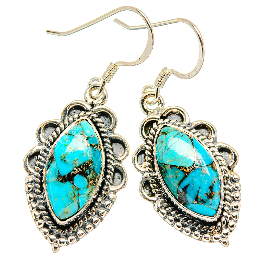 Blue Copper Composite Turquoise Earrings handcrafted by Ana Silver Co - EARR426259 - Photo 2