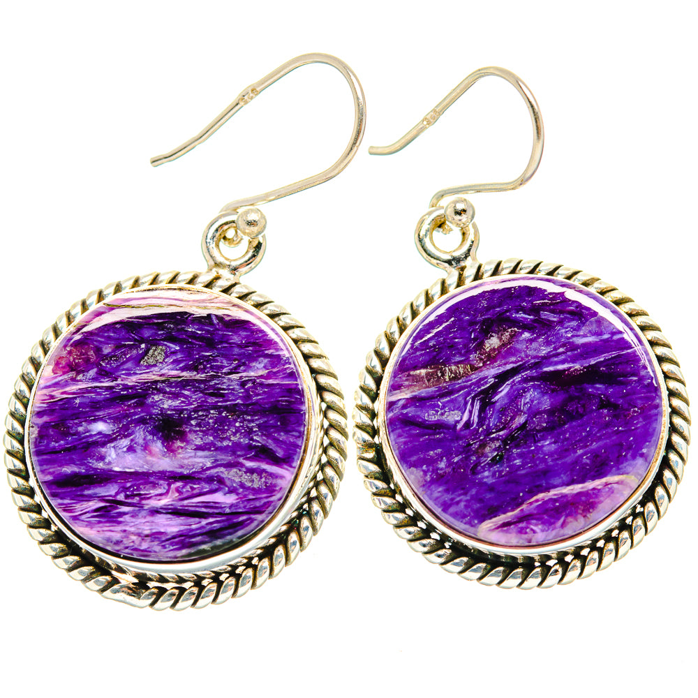 Charoite Earrings handcrafted by Ana Silver Co - EARR426269 - Photo 2