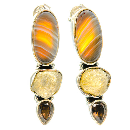 Botswana Agate Earrings handcrafted by Ana Silver Co - EARR426272 - Photo 2