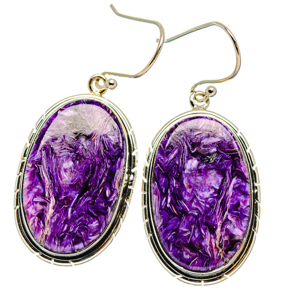 Charoite Earrings handcrafted by Ana Silver Co - EARR426289 - Photo 2