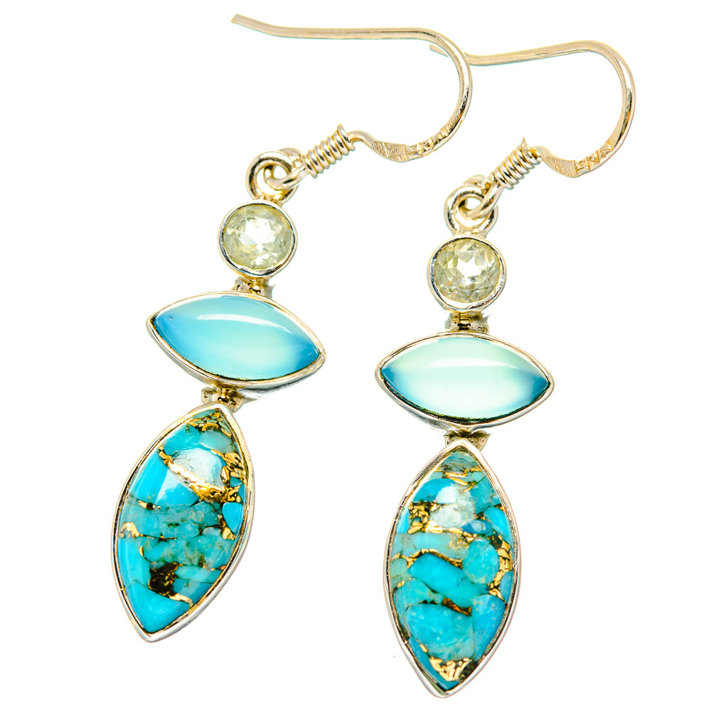 Blue Copper Composite Turquoise Earrings handcrafted by Ana Silver Co - EARR426312 - Photo 2