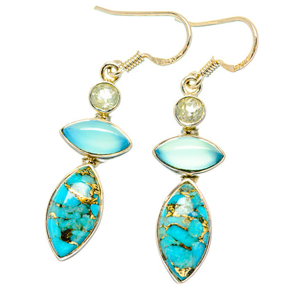 Blue Copper Composite Turquoise Earrings handcrafted by Ana Silver Co - EARR426312 - Photo 2