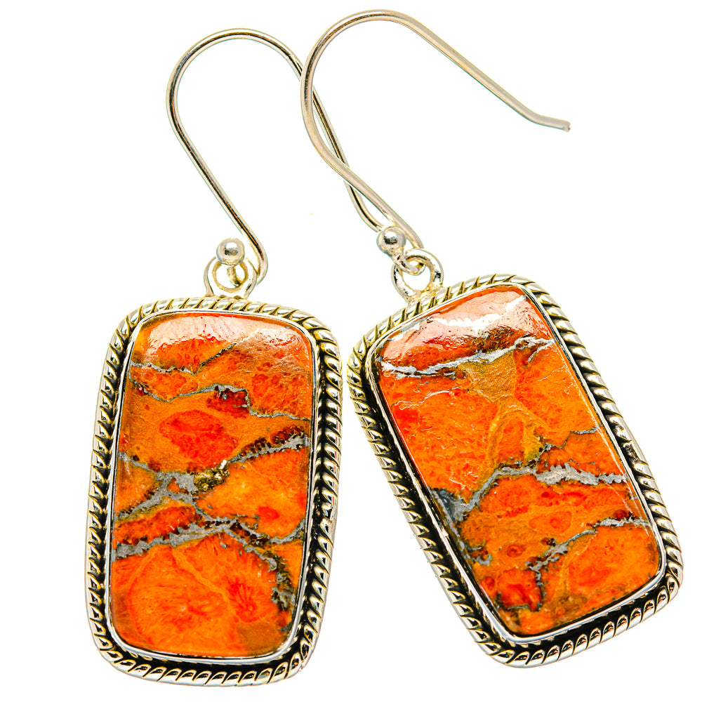Orange Copper Composite Turquoise Earrings handcrafted by Ana Silver Co - EARR426329 - Photo 2