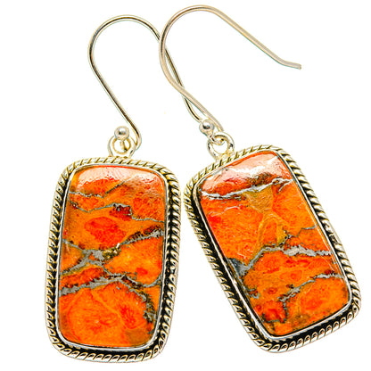 Orange Copper Composite Turquoise Earrings handcrafted by Ana Silver Co - EARR426329 - Photo 2