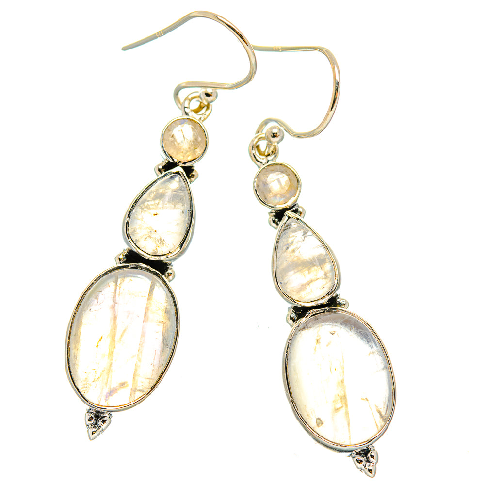 Rainbow Moonstone Earrings handcrafted by Ana Silver Co - EARR426345 - Photo 2