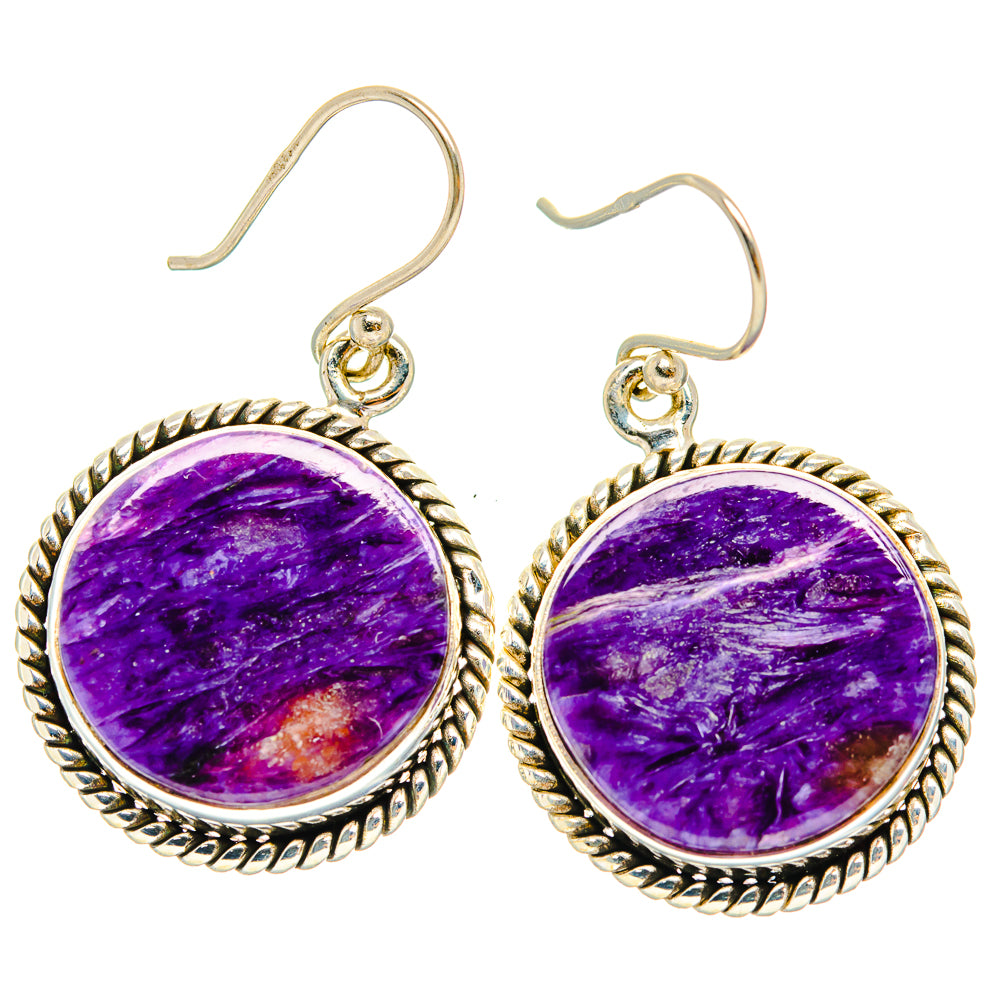 Charoite Earrings handcrafted by Ana Silver Co - EARR426356 - Photo 2