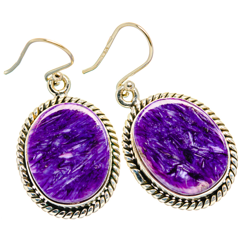 Charoite Earrings handcrafted by Ana Silver Co - EARR426380 - Photo 2