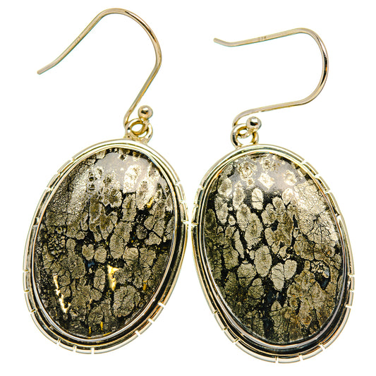 Pyrite Agate Earrings handcrafted by Ana Silver Co - EARR426385 - Photo 2