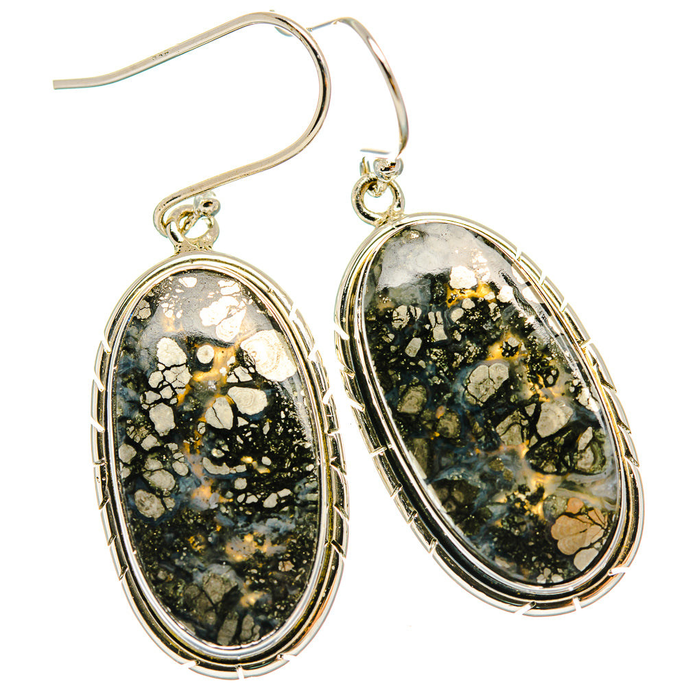 Pyrite Agate Earrings handcrafted by Ana Silver Co - EARR426432 - Photo 2