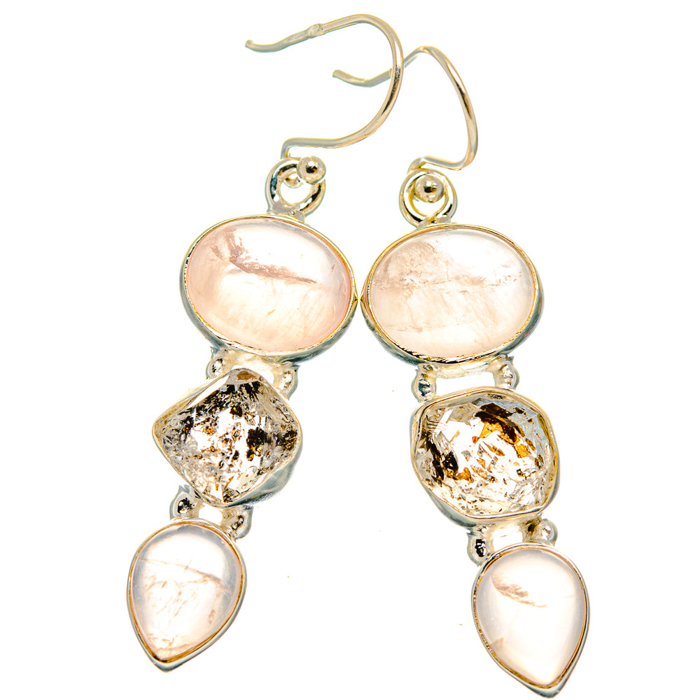 Rose Quartz Earrings handcrafted by Ana Silver Co - EARR426476 - Photo 2