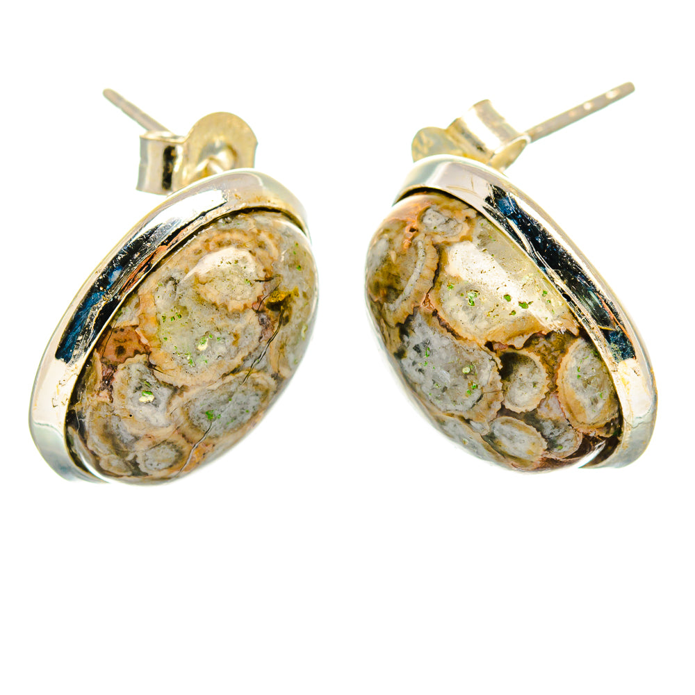 Mushroom Rhyolite Earrings handcrafted by Ana Silver Co - EARR426510 - Photo 2