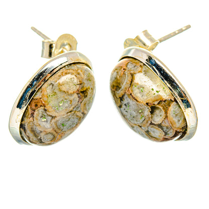 Mushroom Rhyolite Earrings handcrafted by Ana Silver Co - EARR426510 - Photo 2