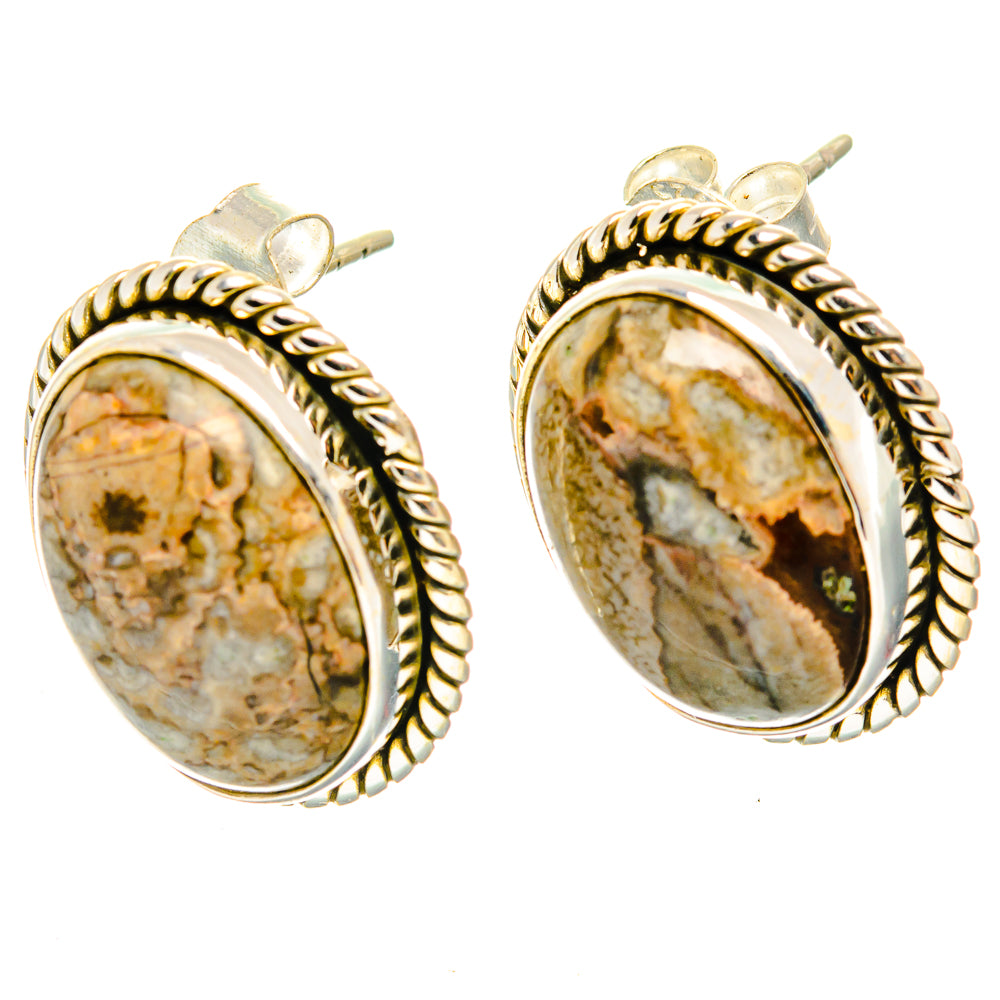 Mushroom Rhyolite Earrings handcrafted by Ana Silver Co - EARR426573 - Photo 2
